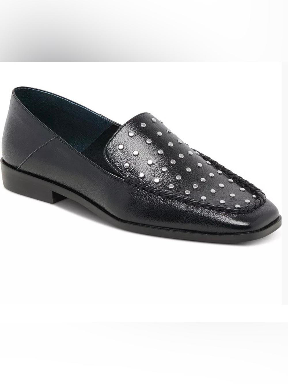 Dolce Vita Black Leather Studded Slip-On Loafer